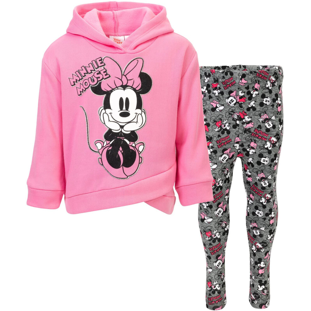 Disney Minnie Mouse Toddler Girls Crossover Fleece Hoodie and Leggings