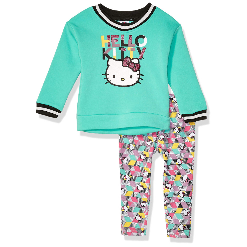 Hello Kitty Little Girls 2 Piece Sweatshirt and Pant Legging Set  Mint