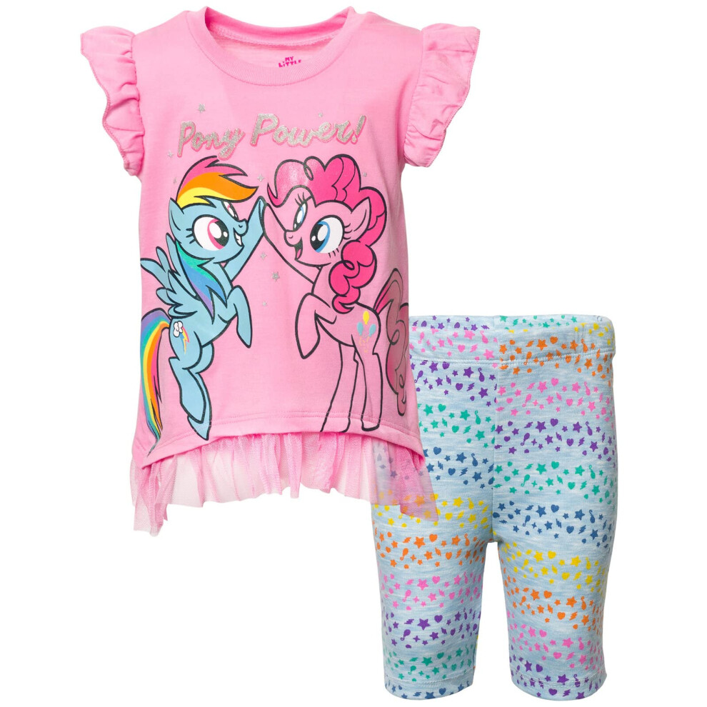 My Little Pony Toddler Girls Ruffled Sleeves T-Shirt Bike Shorts Set 2