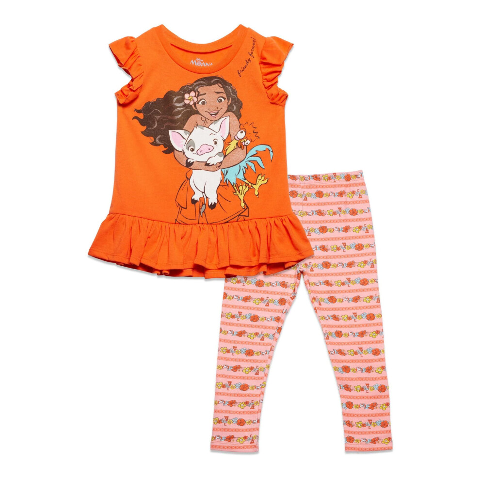 Disney Moana Toddler Girls Graphic T-Shirt and Leggings Outfit Set Cor