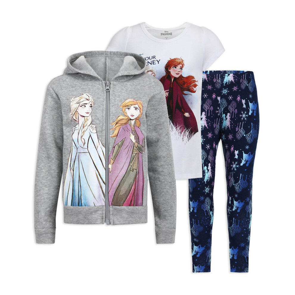 Disney Frozen Girls T-Shirt  Zip Up Hoodie and Legging Pants Set for T