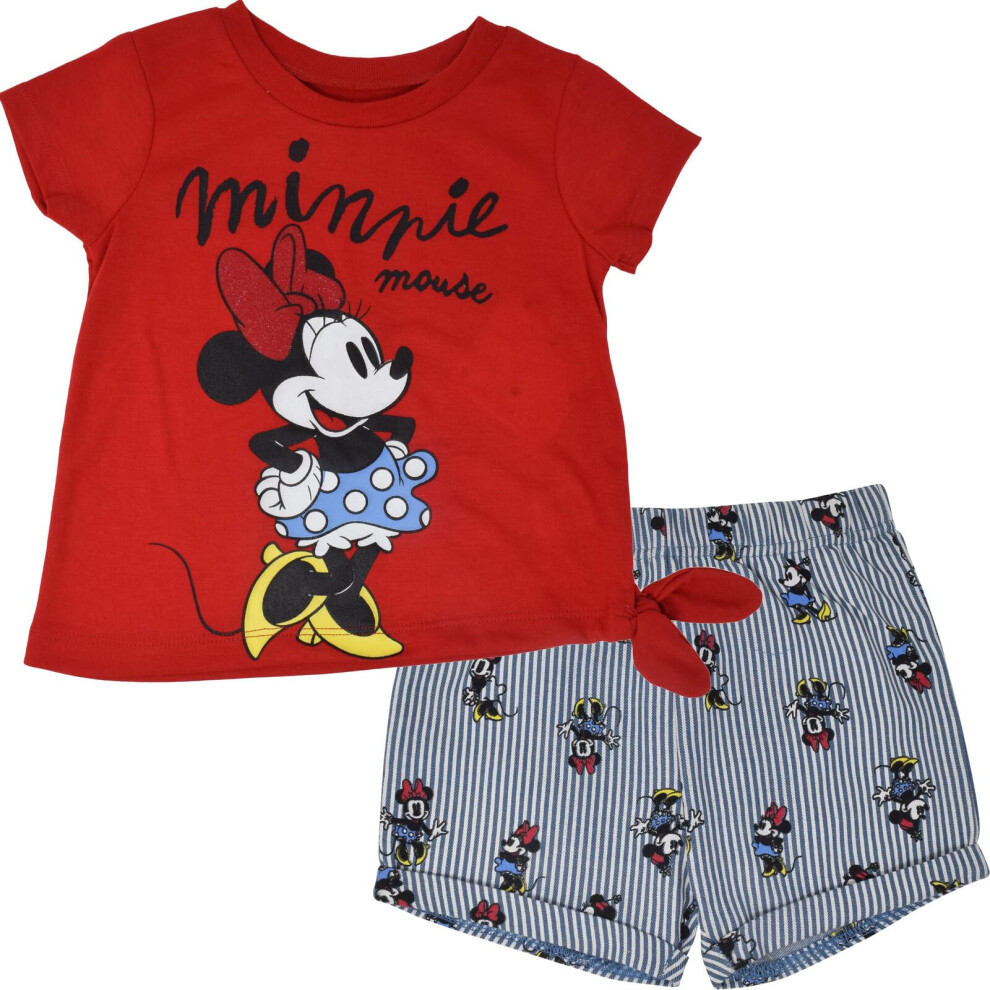 Disney Minnie Mouse Big Girls Graphic T-Shirt and Shorts Outfit Set Re