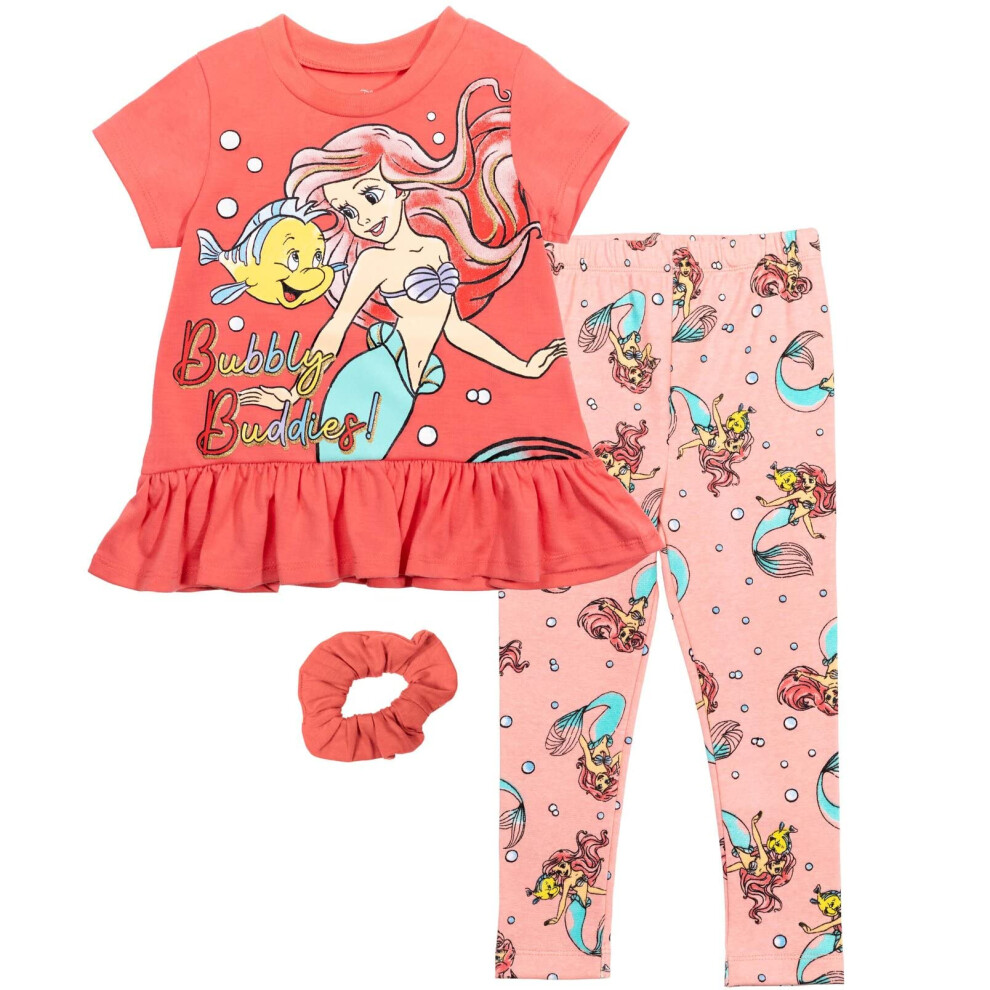 Disney Princess Ariel Little Girls Graphic T-Shirt Leggings and Scrunc