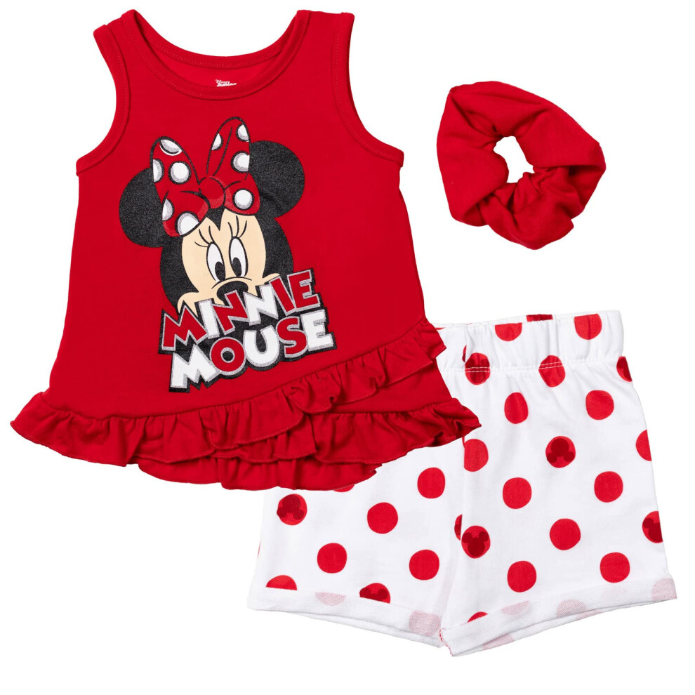 Disney Minnie Mouse Toddler Girls Tank Top French Terry Shorts and Scr