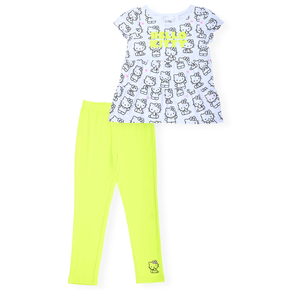 Hello Kitty Girls 2-Piece Fashion Tee Shirt and Active Capri Legging S