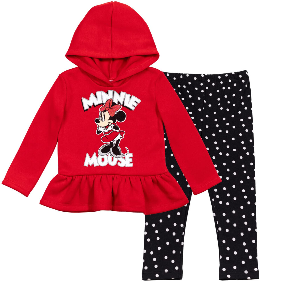 Disney Minnie Mouse Little Girls Fleece Pullover Peplum Hoodie Legging