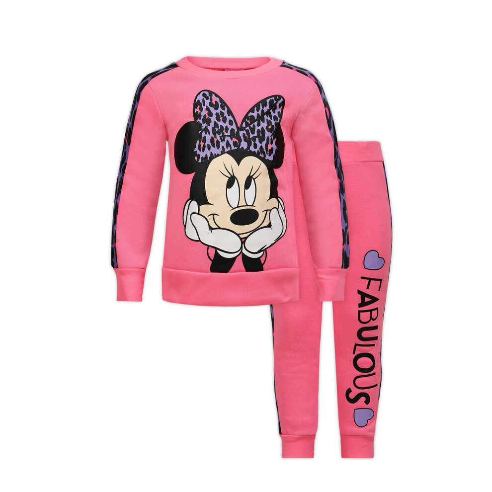 Disney Minnie Mouse Girls Sweatshirt and Jogger Set for Toddler and Li