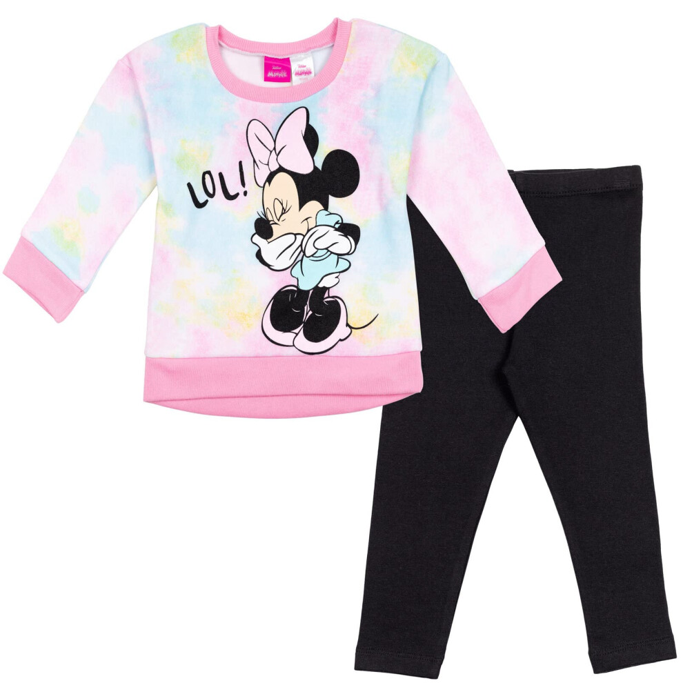 Disney Minnie Mouse Little Girls Fleece Sweatshirt & Leggings Tie-Dye