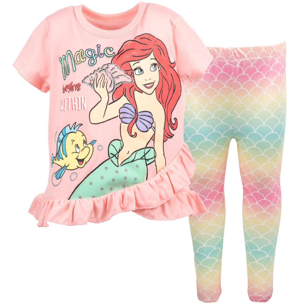 Disney Princess Ariel Big Girls Crossover T-Shirt and Leggings Outfit