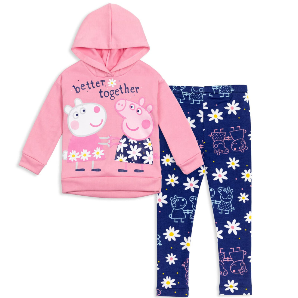 Peppa Pig Little Girls Pullover Fleece Hoodie and Leggings Outfit Set