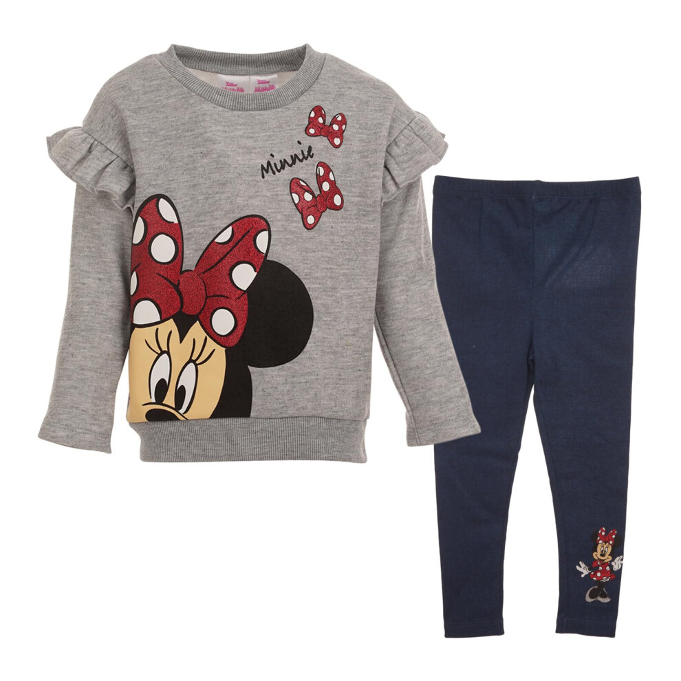 Disney Minnie Mouse Big Girls Fleece Pullover Sweatshirt Legging Set G