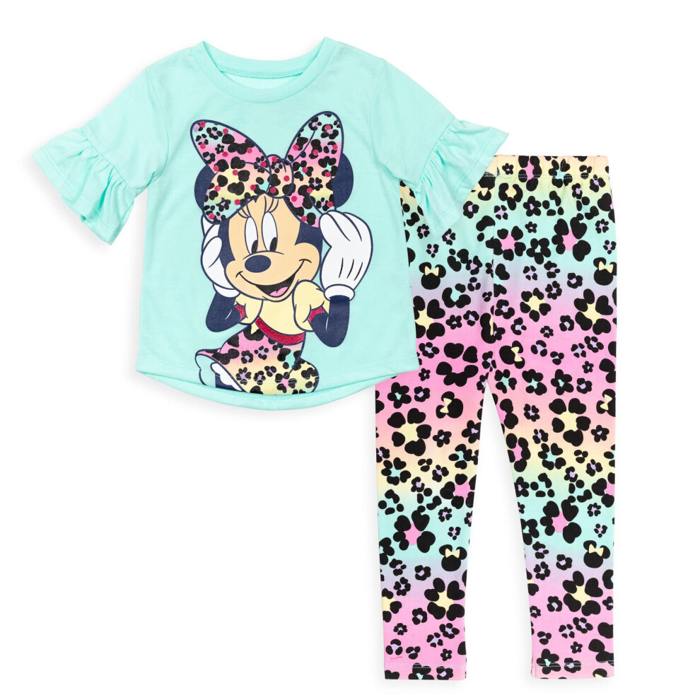 Disney Minnie Mouse Little Girls Graphic T-Shirt & Leggings Blue 7-8