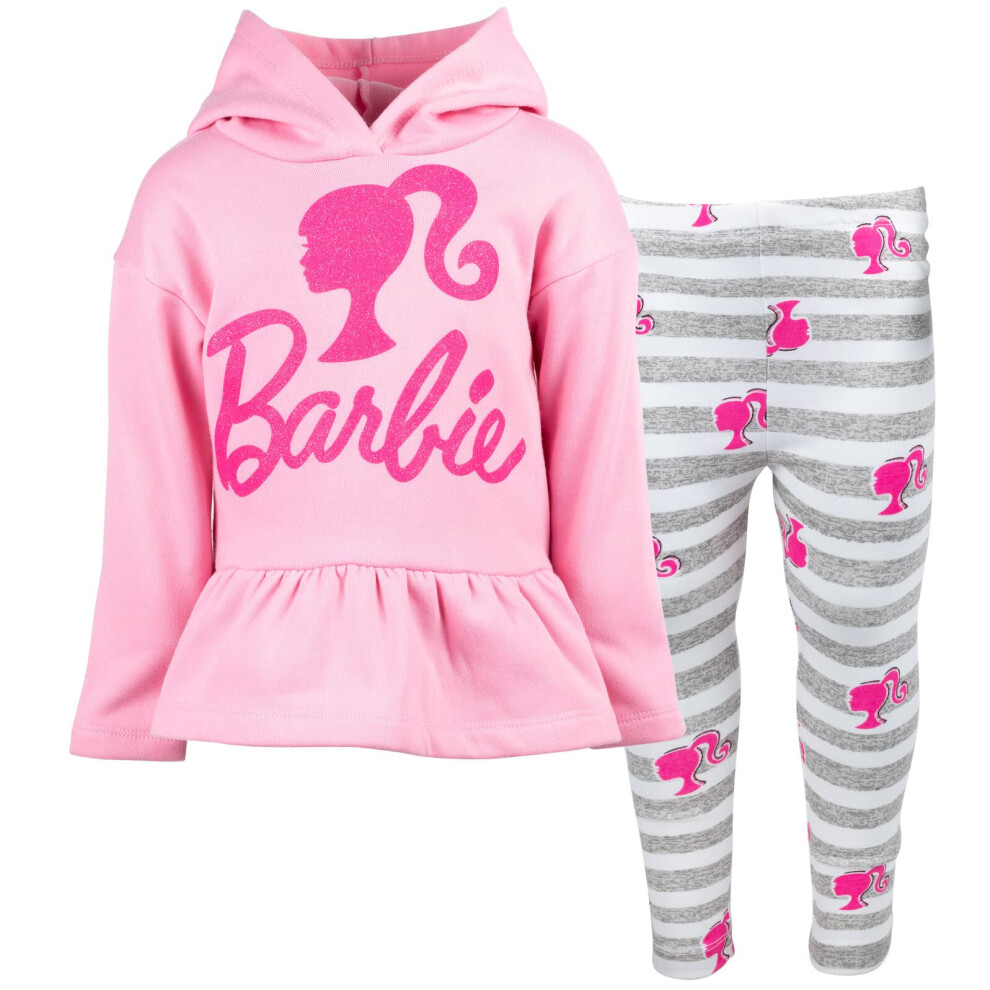 Barbie Big Girls Peplum Fleece Hoodie & Peplum Leggings Pink 10-12