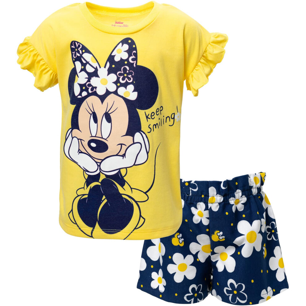 Disney Minnie Mouse Little Girls Graphic T-Shirt and Shorts Outfit Set