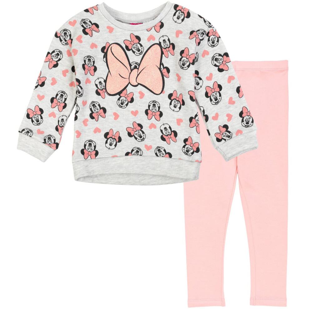 Disney Minnie Mouse Little Girls Pullover Fleece Sweatshirt and Leggin