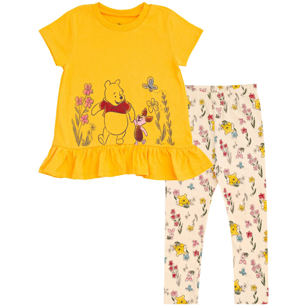 Disney Piglet Winnie the Pooh Toddler Girls T-Shirt and Leggings Outfi