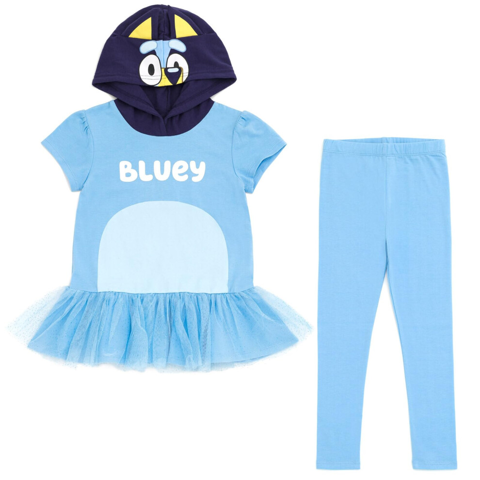 Bluey Toddler Girls Cosplay T-Shirt Dress and Leggings Outfit Set 4T