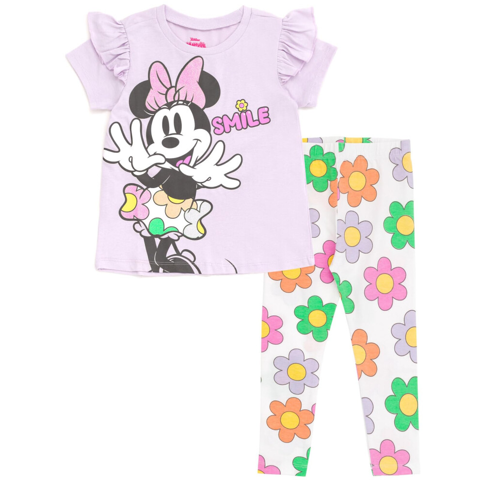 Disney Minnie Mouse Toddler Girls T-Shirt and Leggings Outfit Set Purp