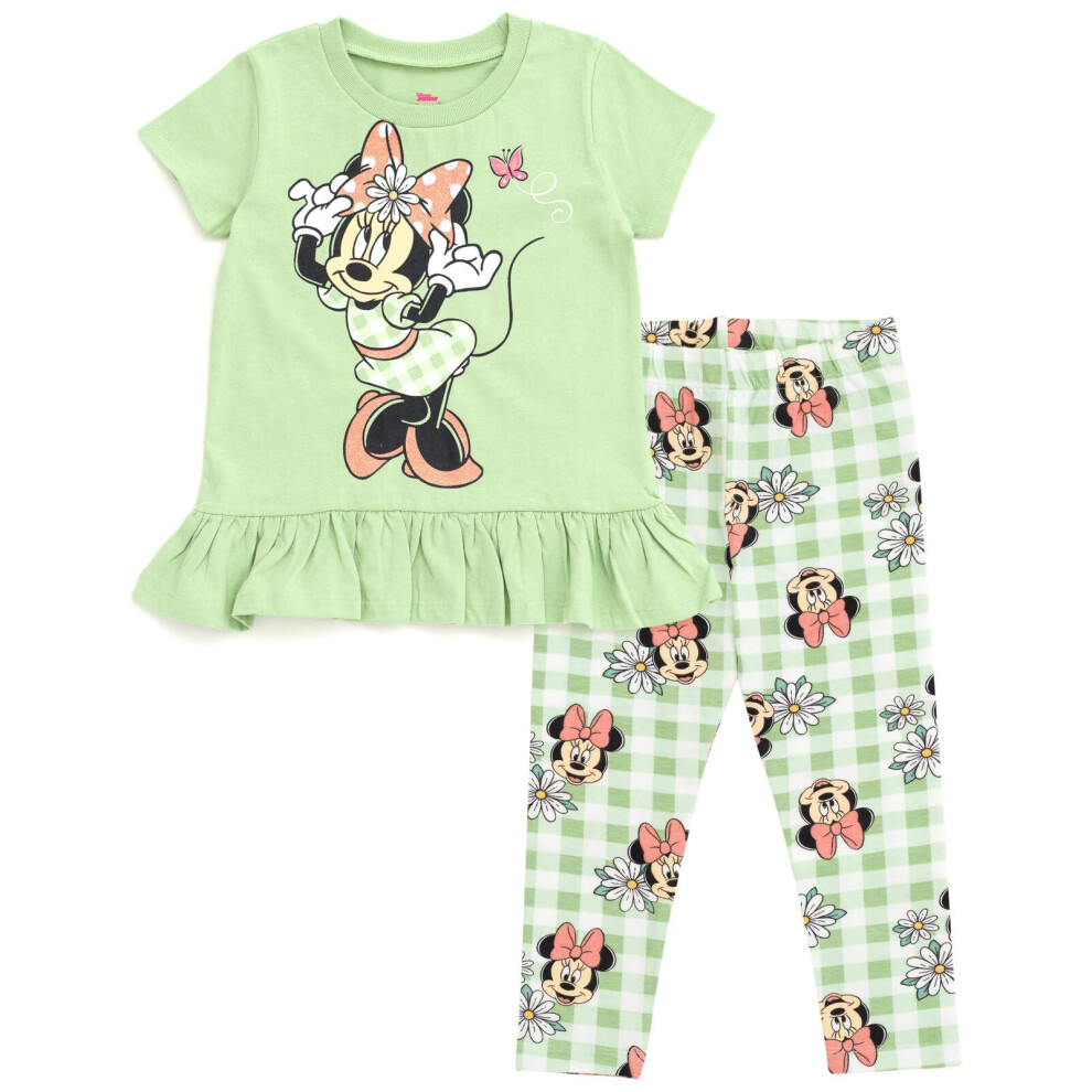 Disney Minnie Mouse Floral Little Girls Peplum T-Shirt and Leggings Ou