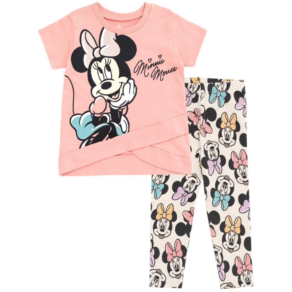 Disney Minnie Mouse Toddler Girls Crossover T-Shirt and Leggings Outfi