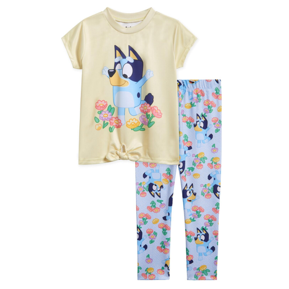 Bluey Floral Toddler Girls T-Shirt and Leggings Outfit Set Yellow/Blue