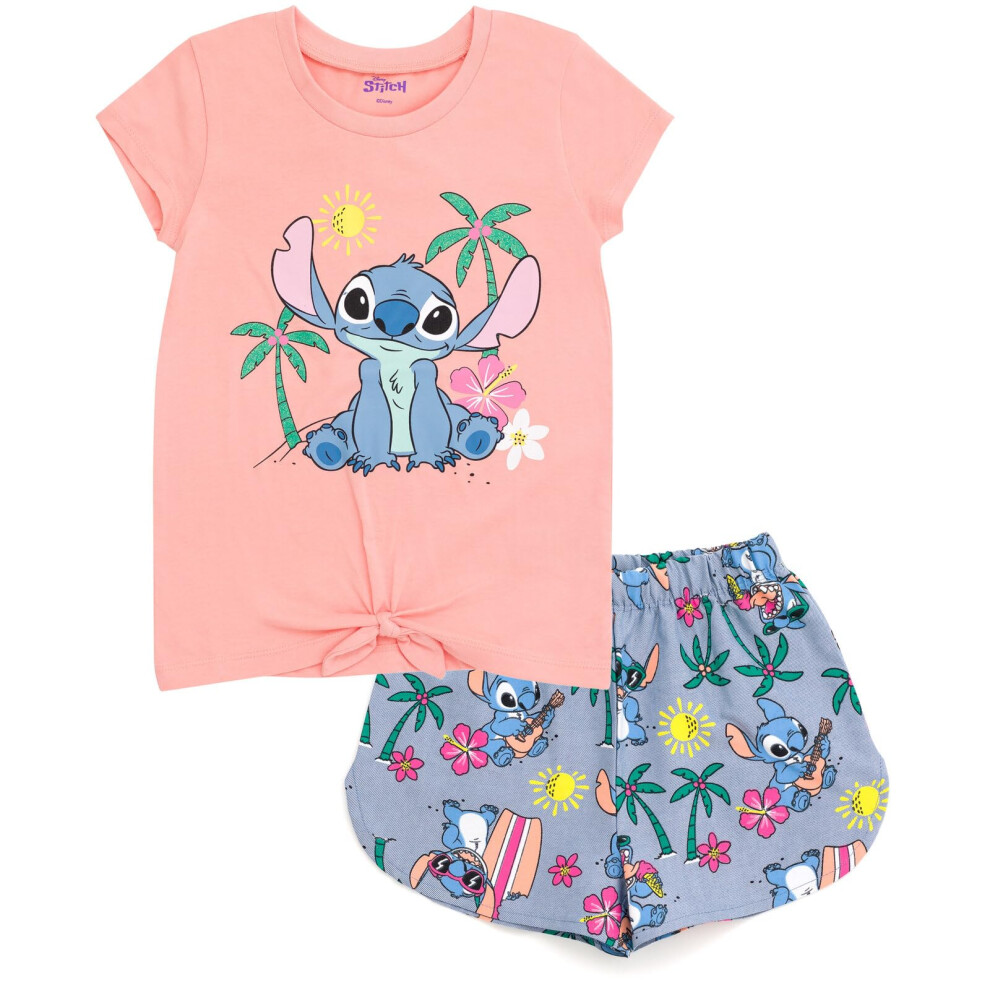 Disney Lilo & Stitch Little Girls T-Shirt and Chambray Shorts Outfit S