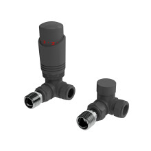 Designer Anthracite Thermostatic Radiator Valve TRV Twin Pack - Corner