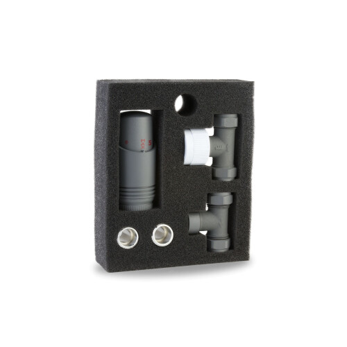 Designer Anthracite Thermostatic Radiator Valve TRV - Straight 2