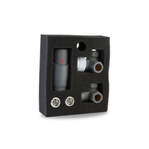 Designer Anthracite Thermostatic Radiator Valve TRV Twin Pack - Corner 2