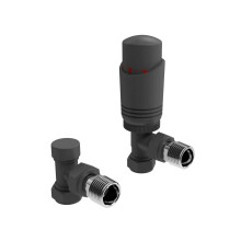 Designer Anthracite Thermostatic Radiator Valve TRV Twin Pack - Angled