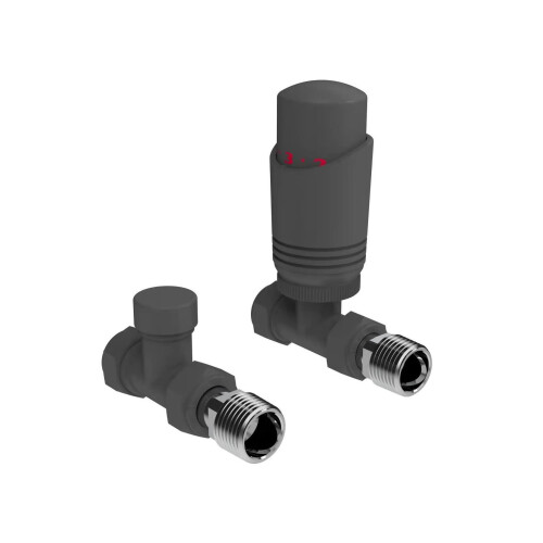 Designer Anthracite Thermostatic Radiator Valve TRV - Straight