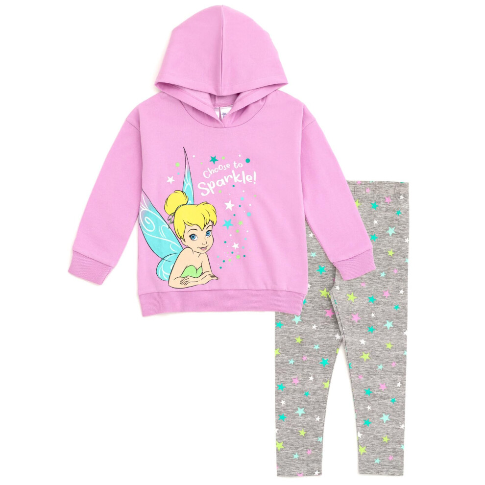 Disney Tinker Bell Little Girls Pullover Hoodie and Leggings Outfit Se