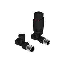 Designer Black Thermostatic Radiator Valve TRV Twin Pack - Straight
