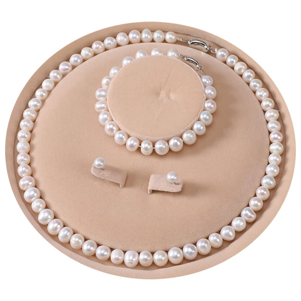 Yongman Il Set Di Collana Con Perle D'acqua Dolce Coltivate Include Uno Splendido Set Di Gioielli Con Bracciale E Orecchini A Perno Per Donne, Collana: 50,8 Cm, Braccialetto: 20,3 Cm, Argento-image