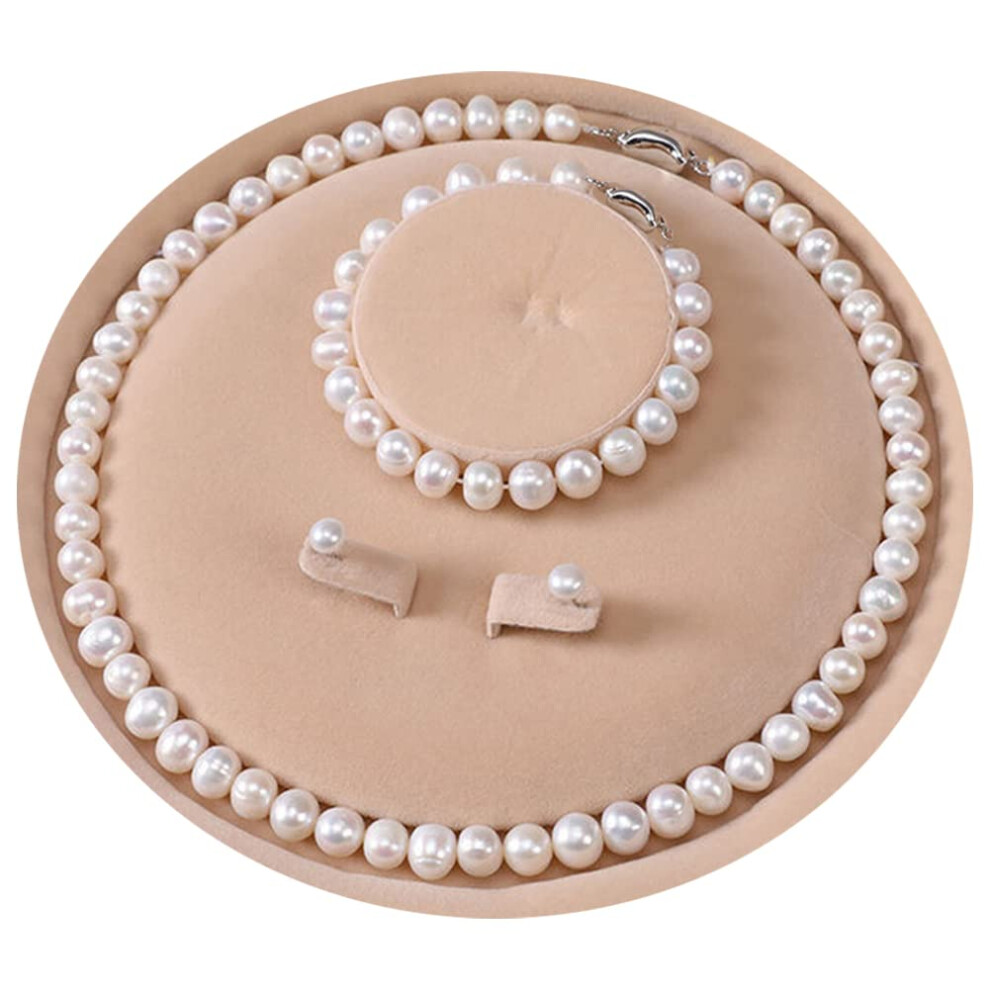 YONGMAN Freshwater Cultured Pearl Necklace Set Includes Stunning Brace