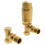 Designer Brushed Brass Thermostatic Radiator Valve TRV Twin Pack - Angled 1