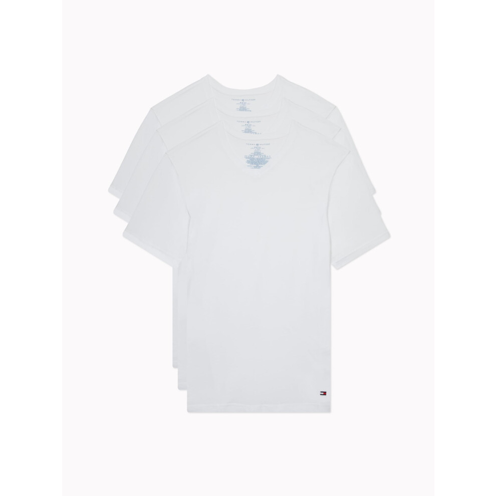 Tommy Hilfiger Men's Classic V Neck Multipack  3 White  Large