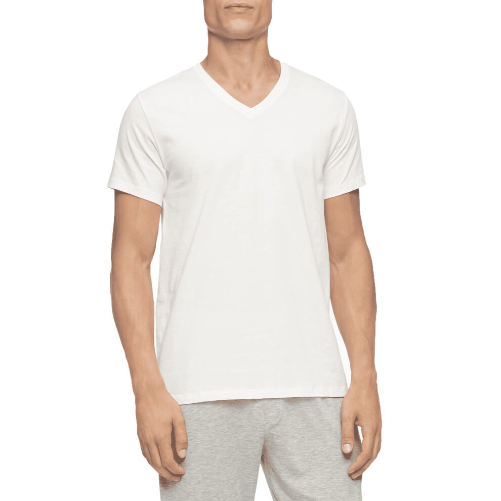 Calvin Klein Men's Cotton Classics 5-Pack Undershirts  5 White V-Neck