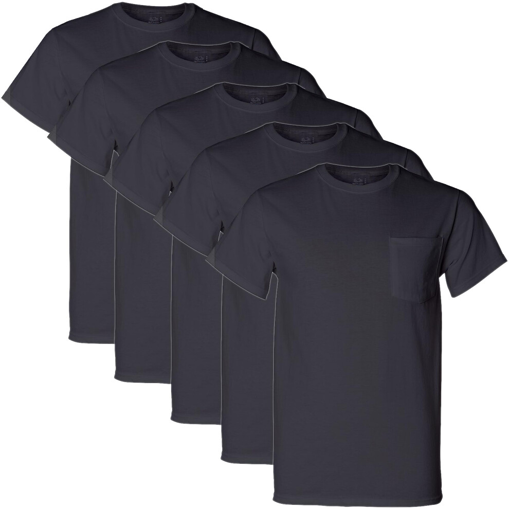 Fruit of the Loom Men's Dual Defense Pocket T Shirts  Black  Extra Lar