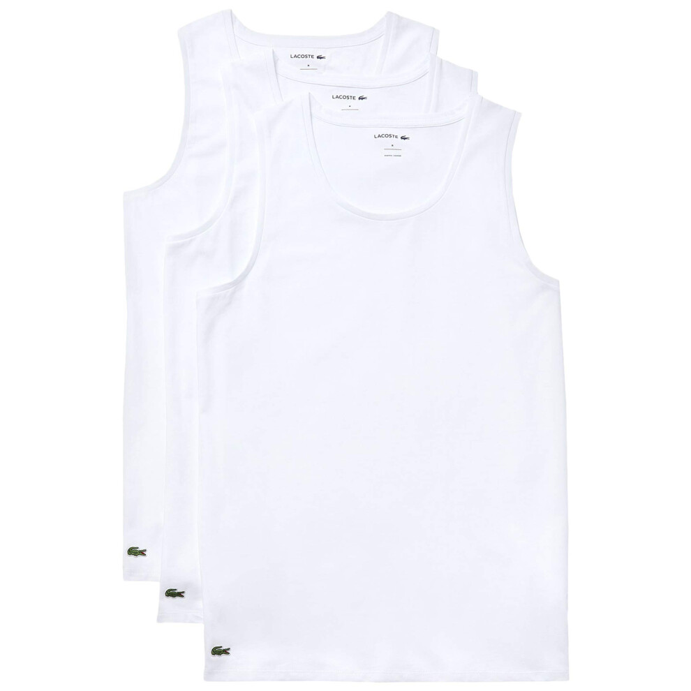 Lacoste mens Essentials 3 Pack 100% Cotton Slim Fit Tanks Base Layer T