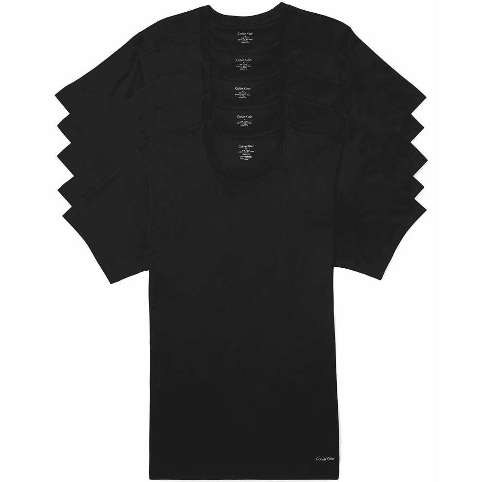 Calvin Klein Men's Cotton Classics 5-Pack Undershirts  5 Black Crewnec