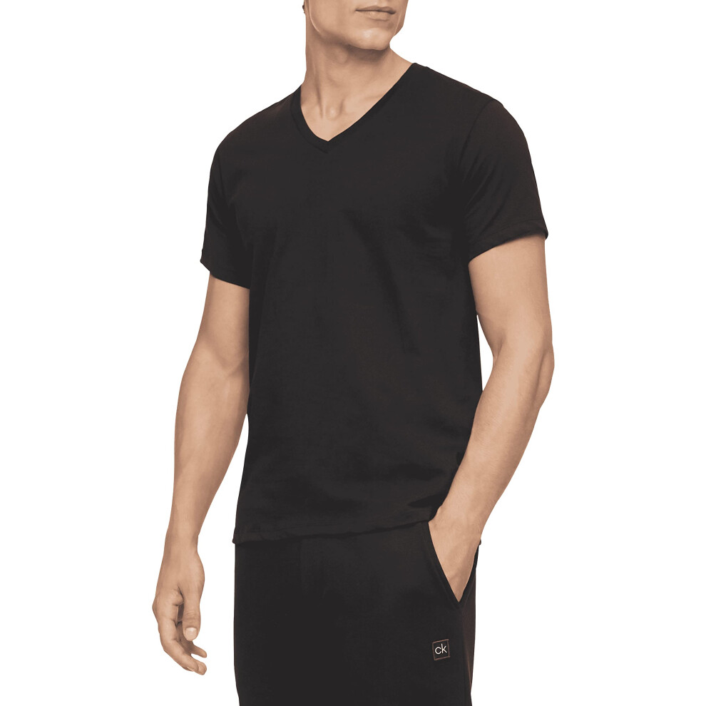 Calvin Klein Men's Cotton Classics 5-Pack Undershirts  5 Black V-Neck