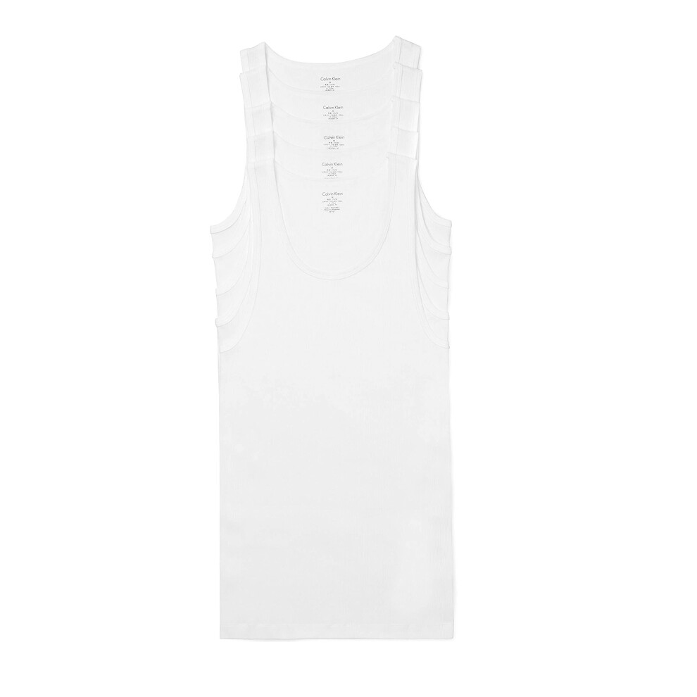 Calvin Klein Men's Cotton Classics 5-Pack Tanks  5 White  Small