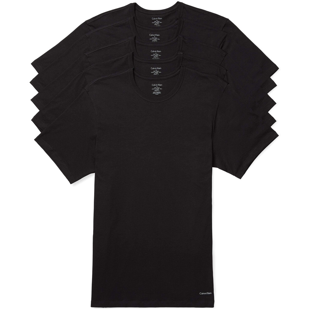 Calvin Klein mens 100% Cotton T-Shirt Packs 5 BLACK M