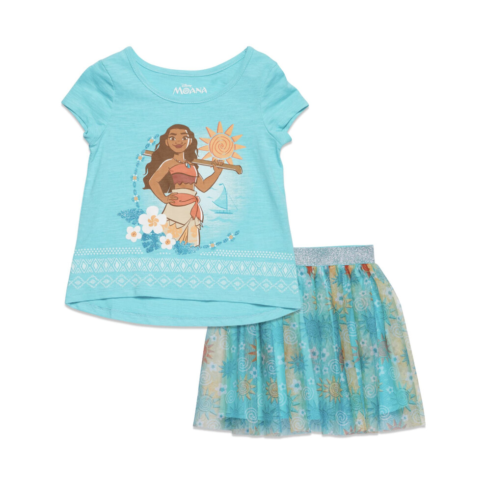 Disney Princess Moana Toddler Girls Graphic T-Shirt & Skirt Aqua 3T