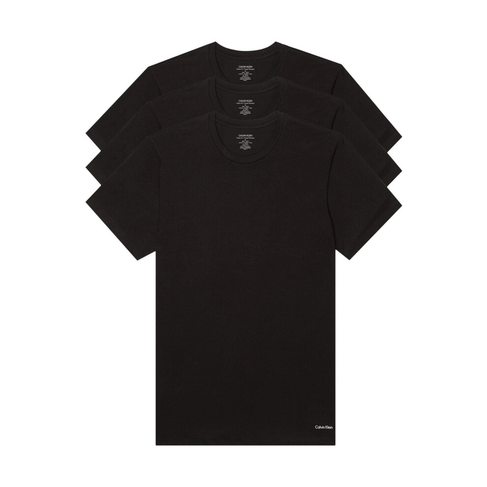 Calvin Klein Men's Cotton Classics 3-Pack Undershirts  3 BLACK - CREWN