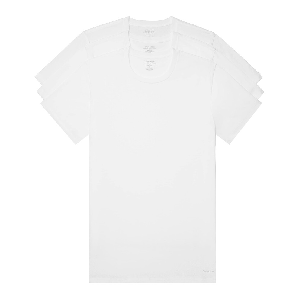 Calvin Klein Men's Cotton Classics 3-Pack Undershirts  3 WHITE - CREWN