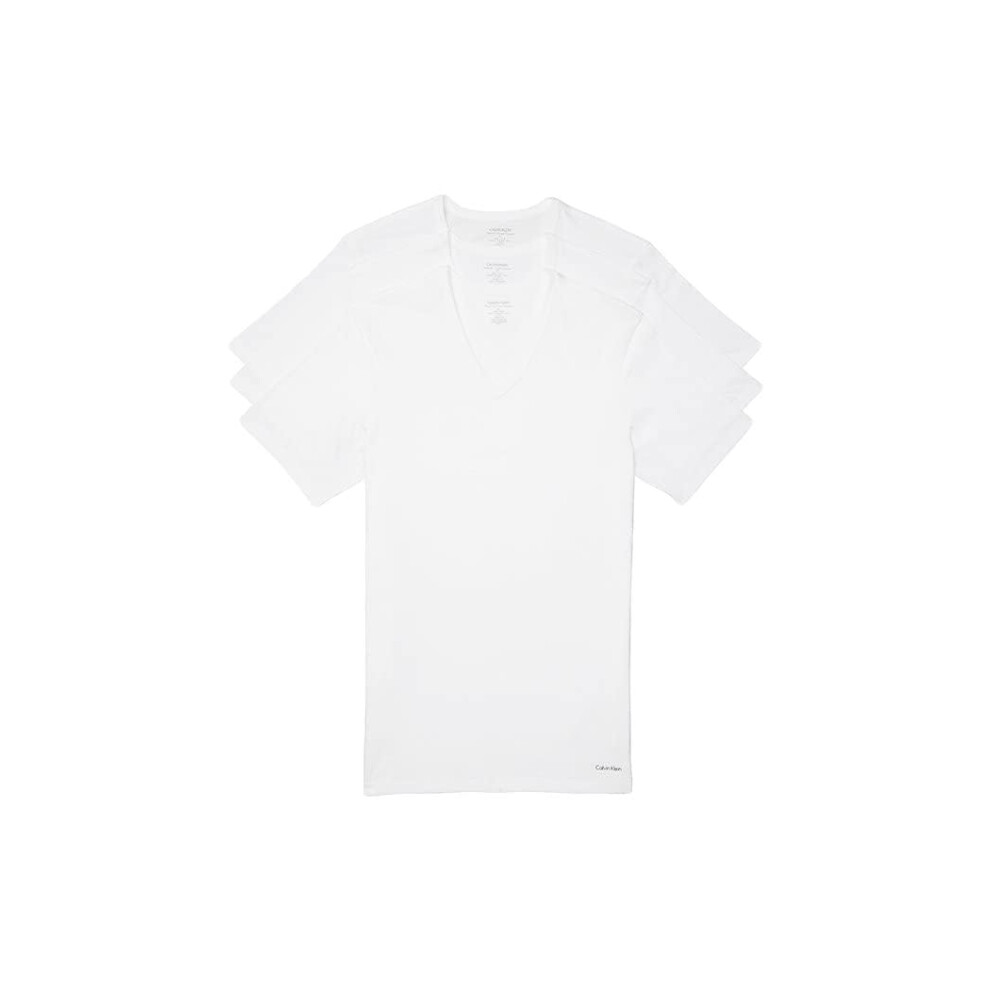 Calvin Klein mens 100% Cotton T-Shirt Packs 5 WHITE - SHORT SLEEVE SLI