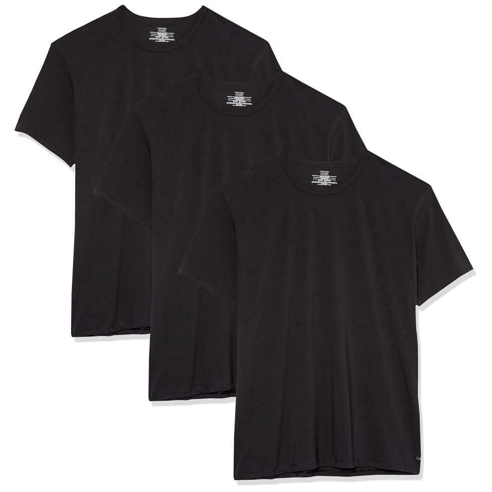 Calvin Klein Men's Cotton Stretch Undershirt Packs  3 Black-Crewneck