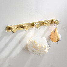 Wall Towel Hook Coat Hooks With Hooks 304 Stainless Steel Wall Mount Towel Rack Hooks For Bathroom And Kitchen Doors (5 Hooks, Gold)